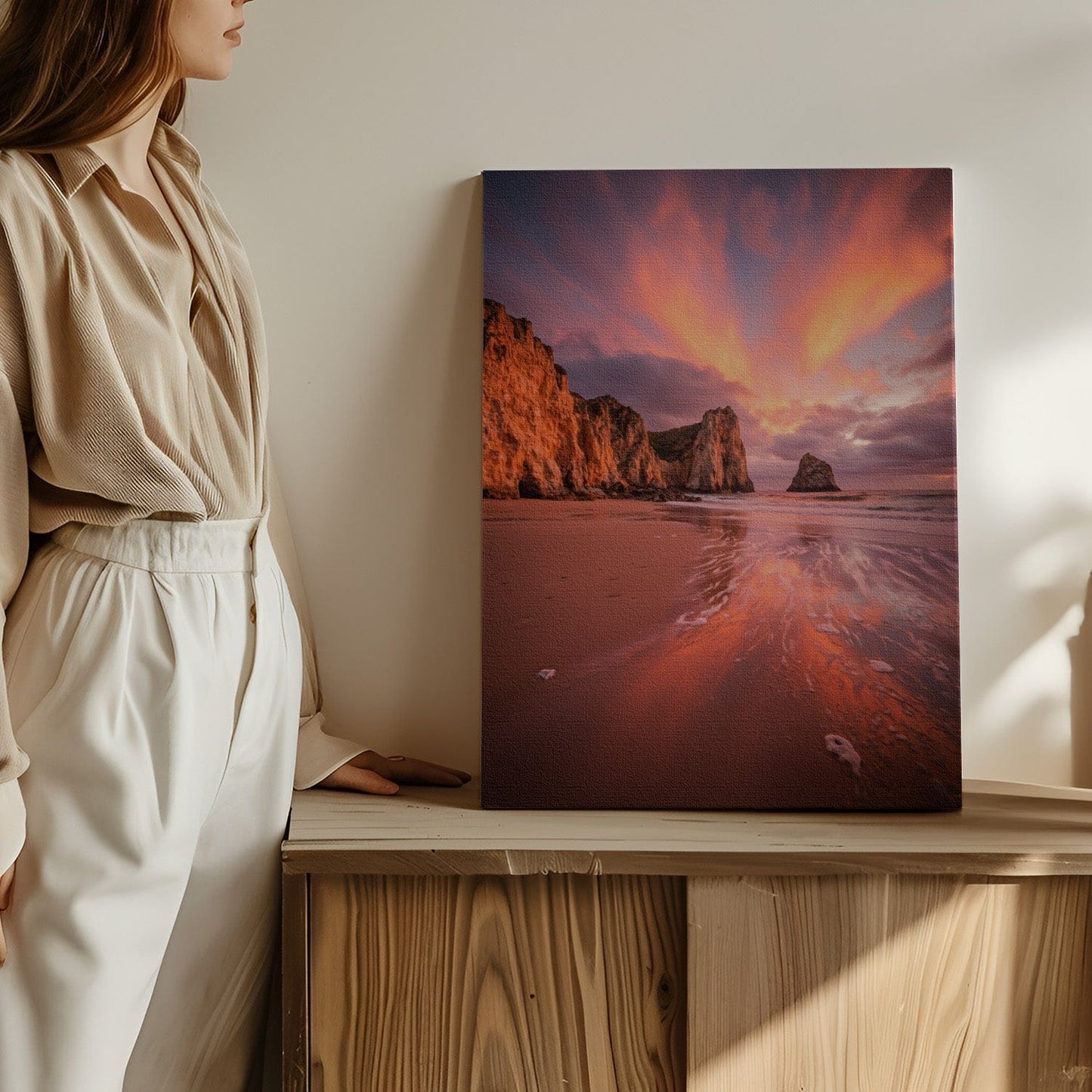 Golden Shore Sunset Canvas