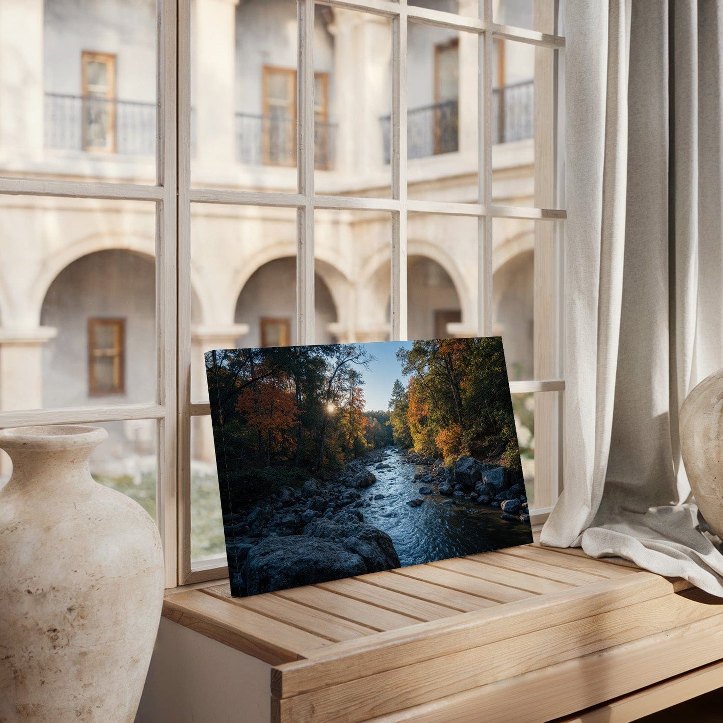 Cascading Autumn River Canvas
