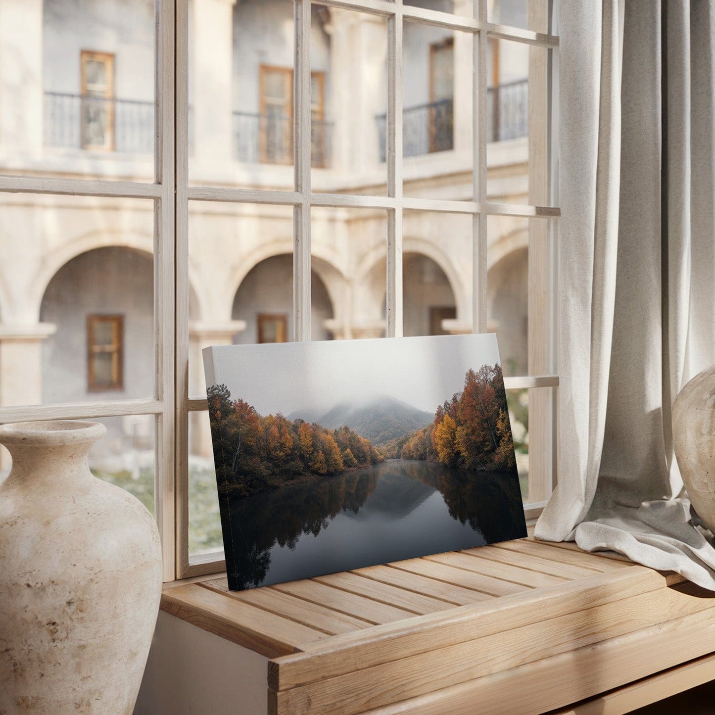 Reflective Autumn Lake Canvas