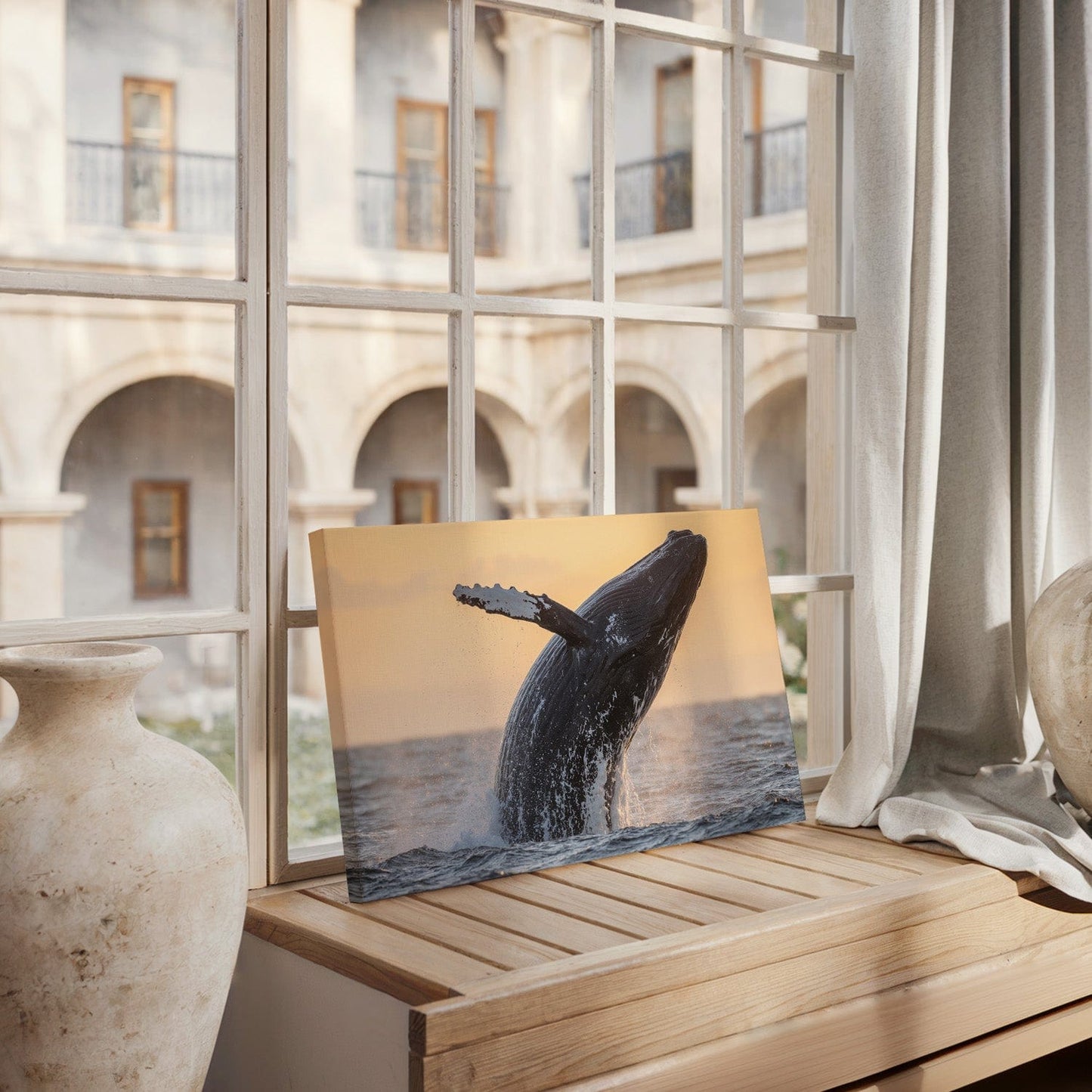 Breaching Humpback Sunset Canvas