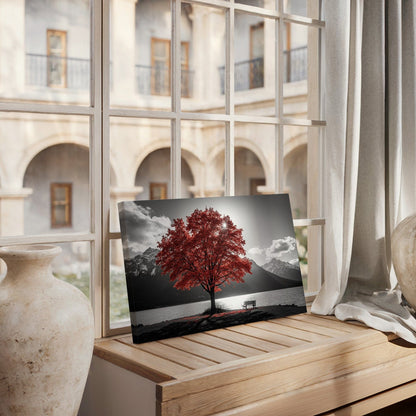 Red Lakeside Maple Solitude Canvas
