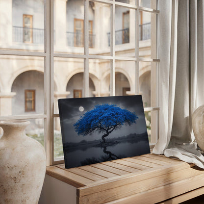 Blue Moonlit Island Tree Canvas