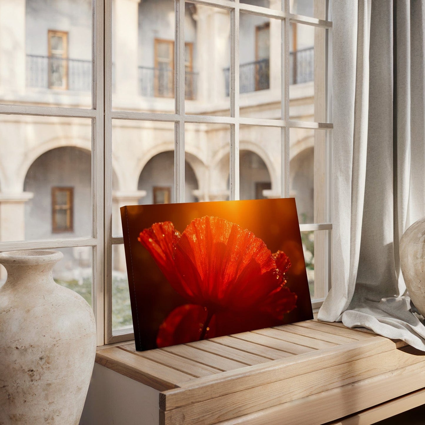 Dewy Crimson Poppy Canvas