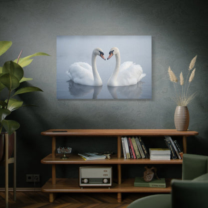 Swan Love Heart Canvas