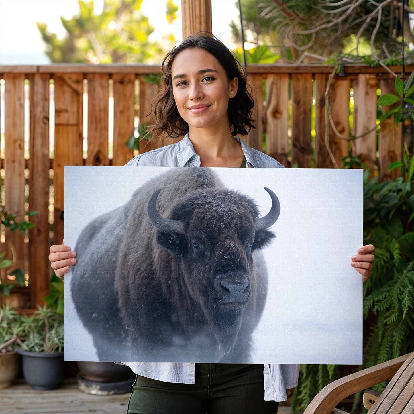 Winter Bison Snow Canvas