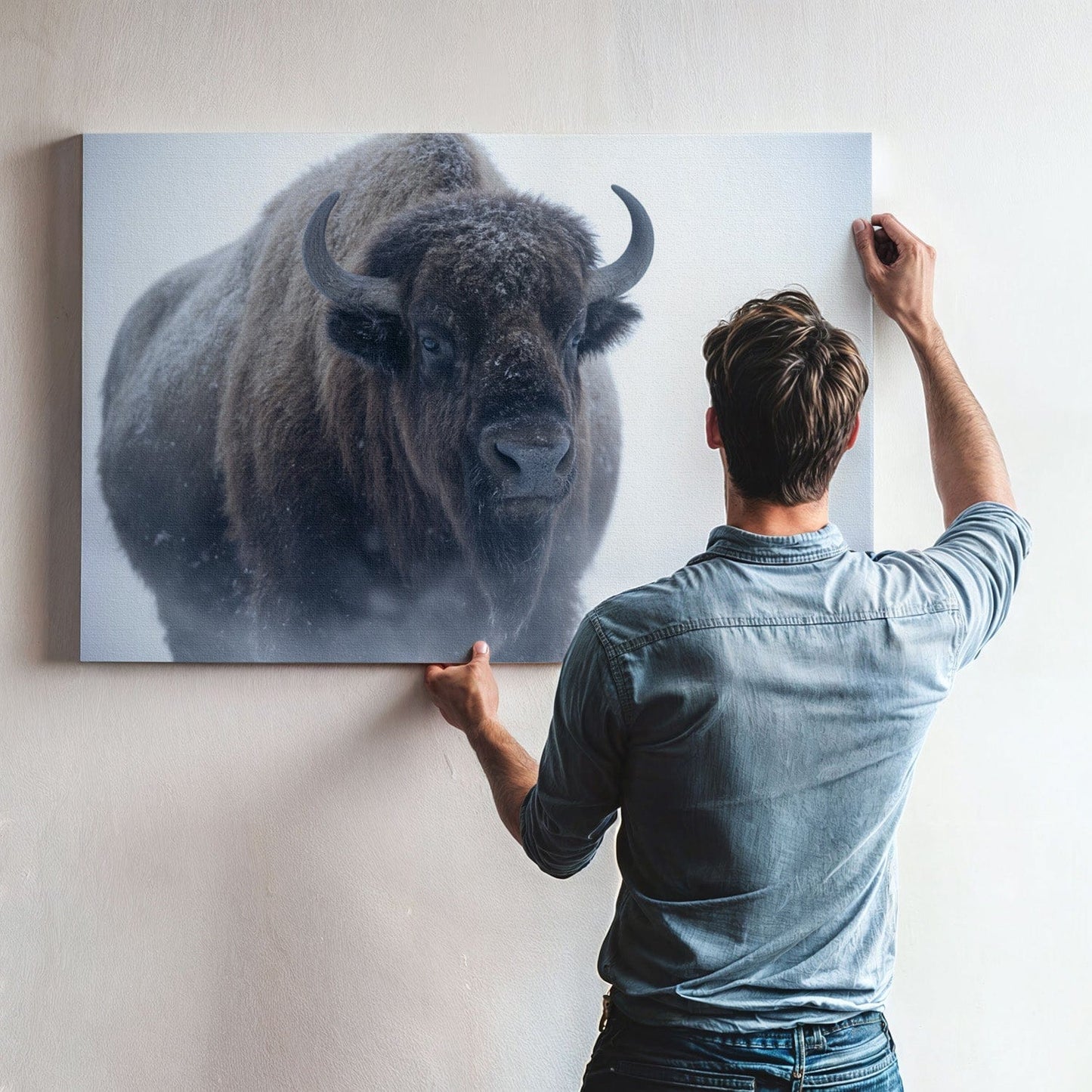 Winter Bison Snow Canvas