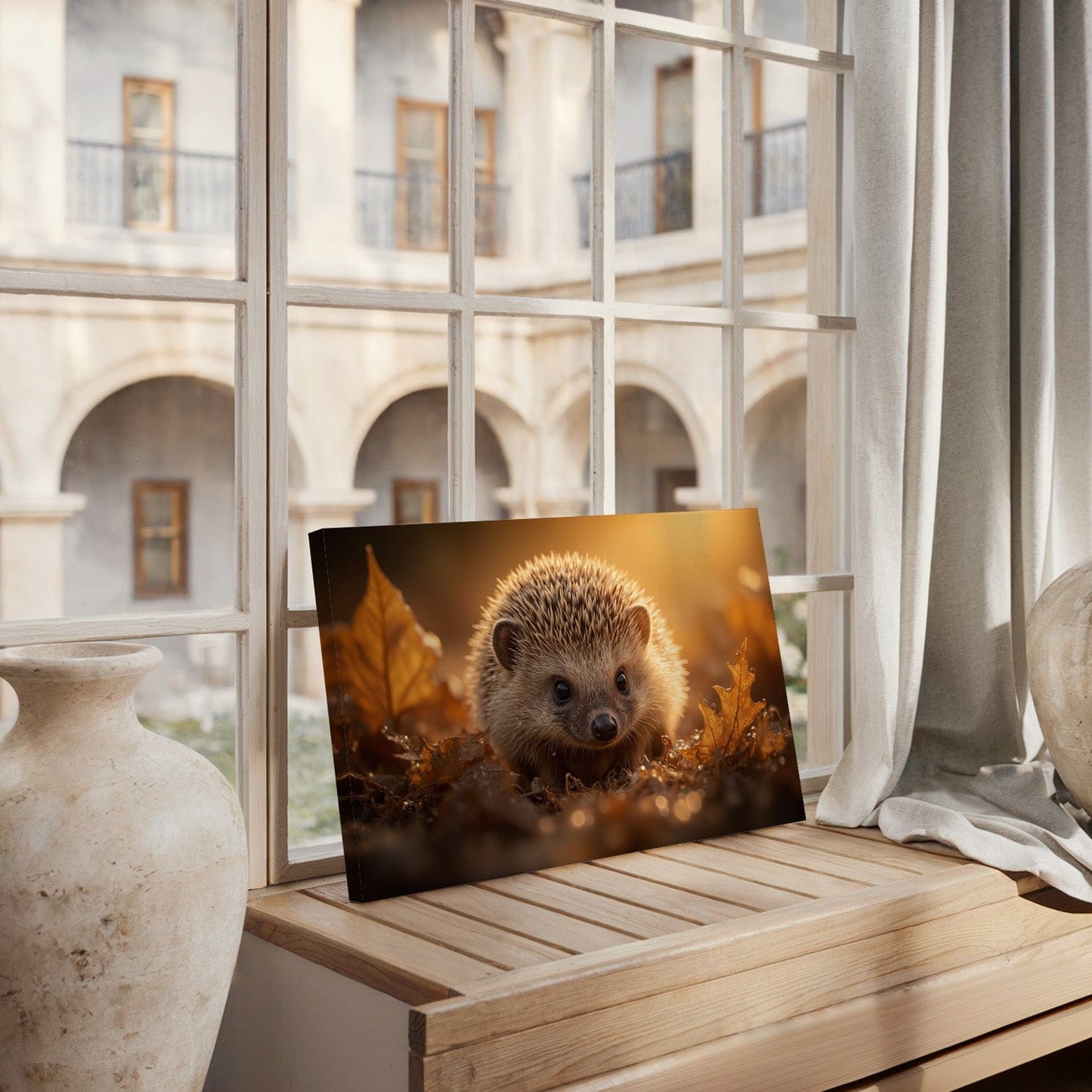 Autumnal Hedgehog Portrait Canvas