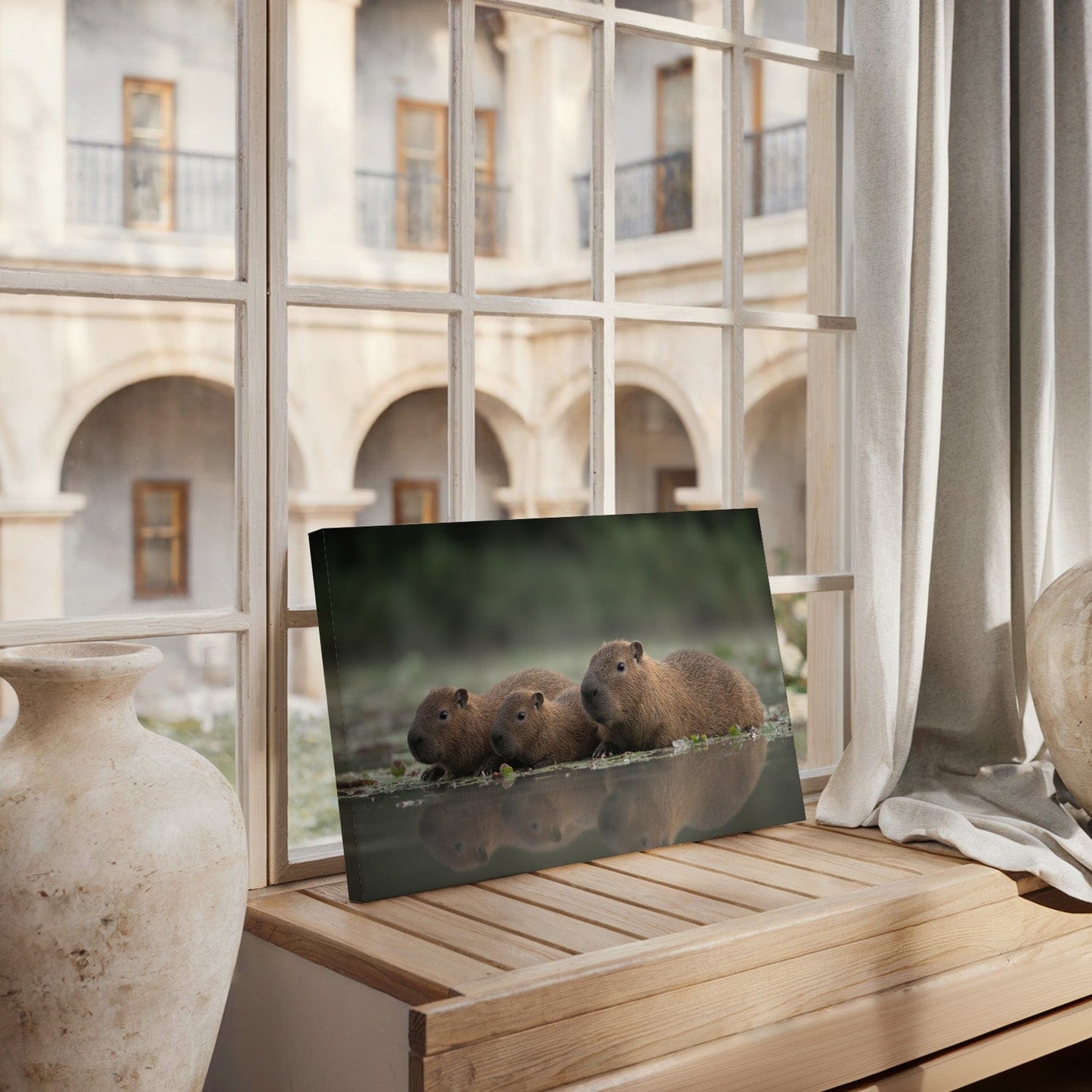 Tranquil Capybara Family Canvas