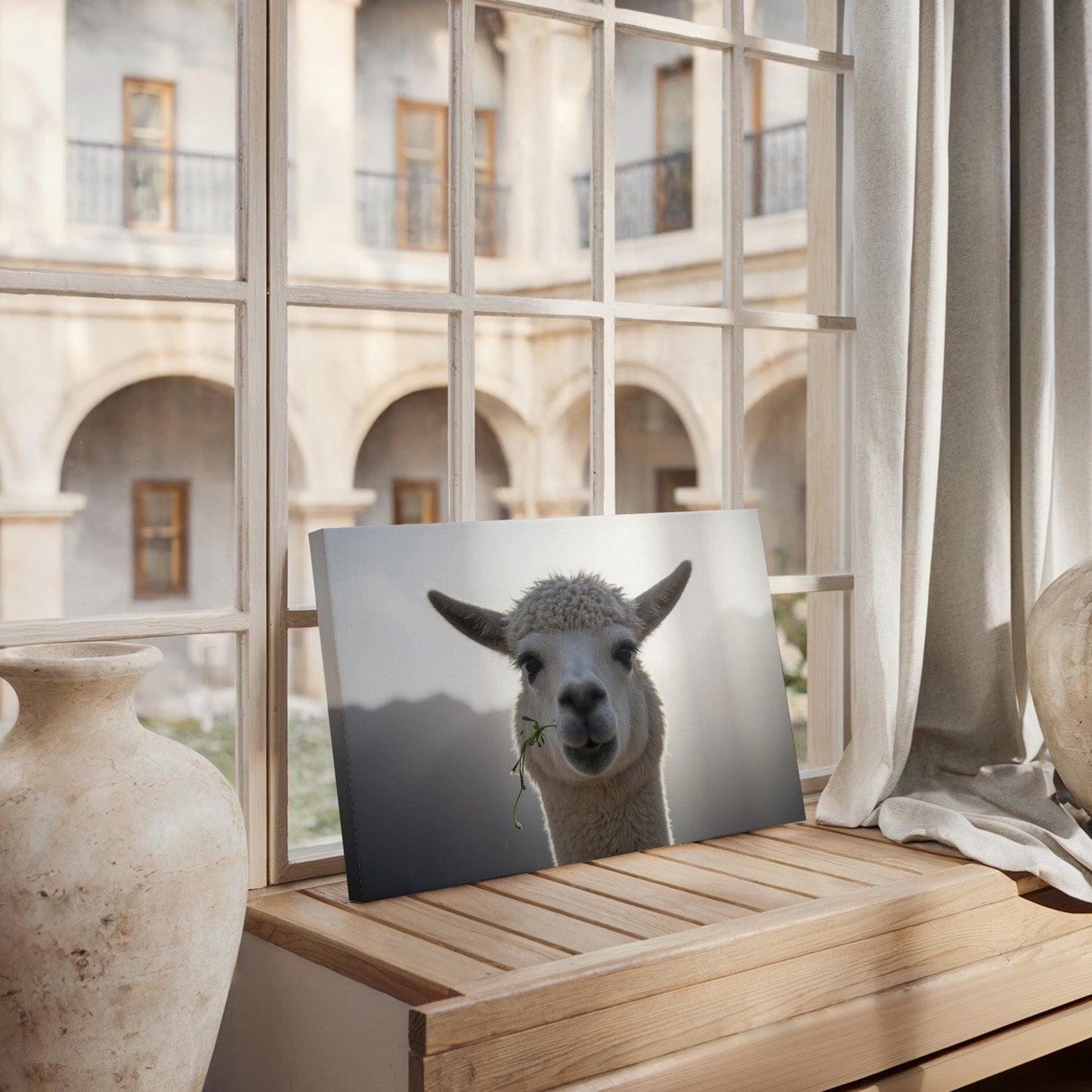 Whimsical Llama Portrait Canvas