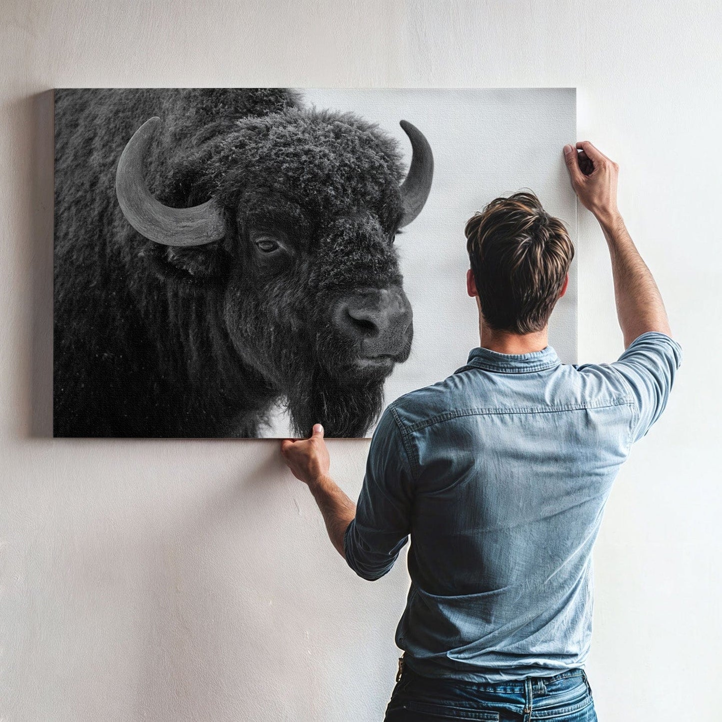 Black and White Buffalo Canvas