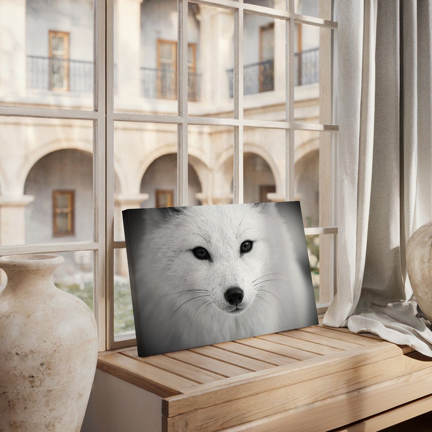 Black and White Arctic Fox Canvas
