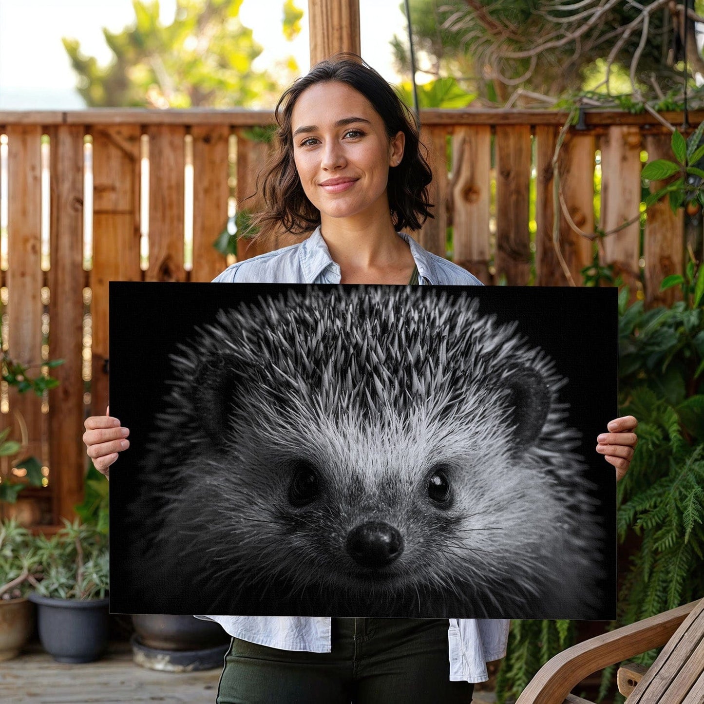 Black And White Hedgehog Canvas