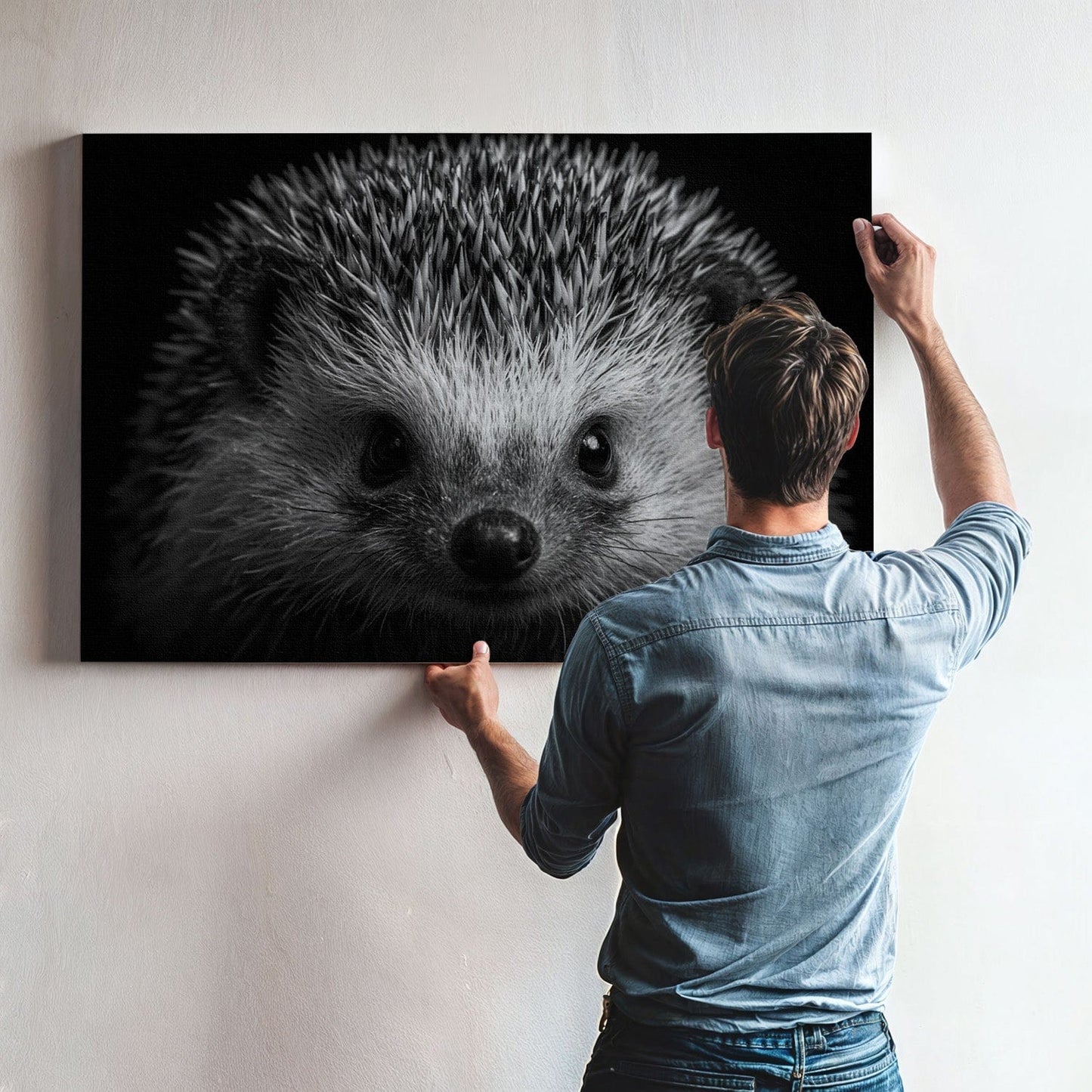 Black And White Hedgehog Canvas