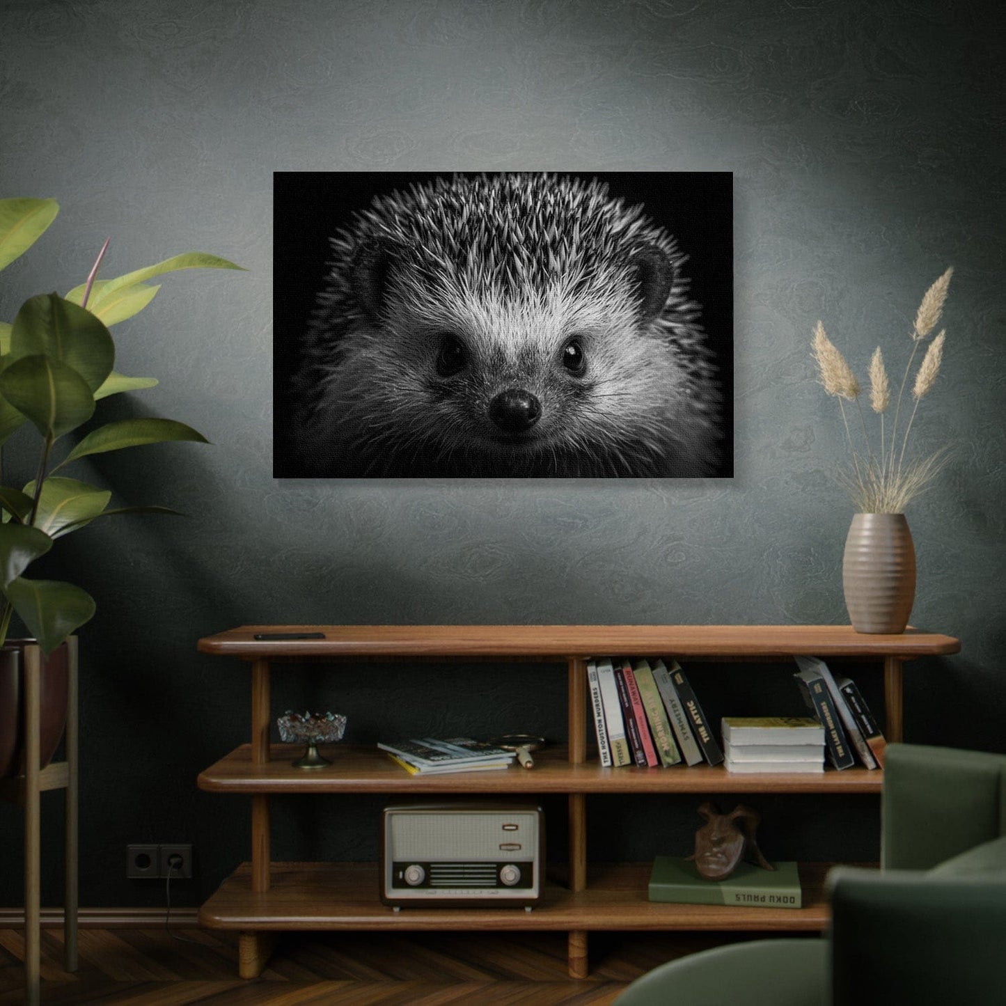 Black And White Hedgehog Canvas