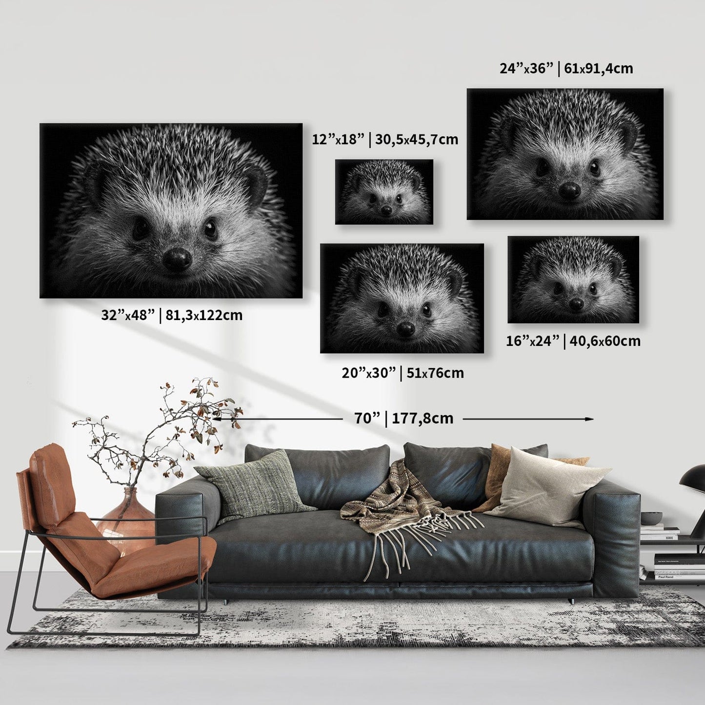 Black And White Hedgehog Canvas