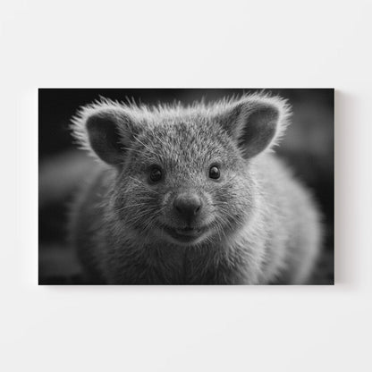 Black And White Quokka Canvas
