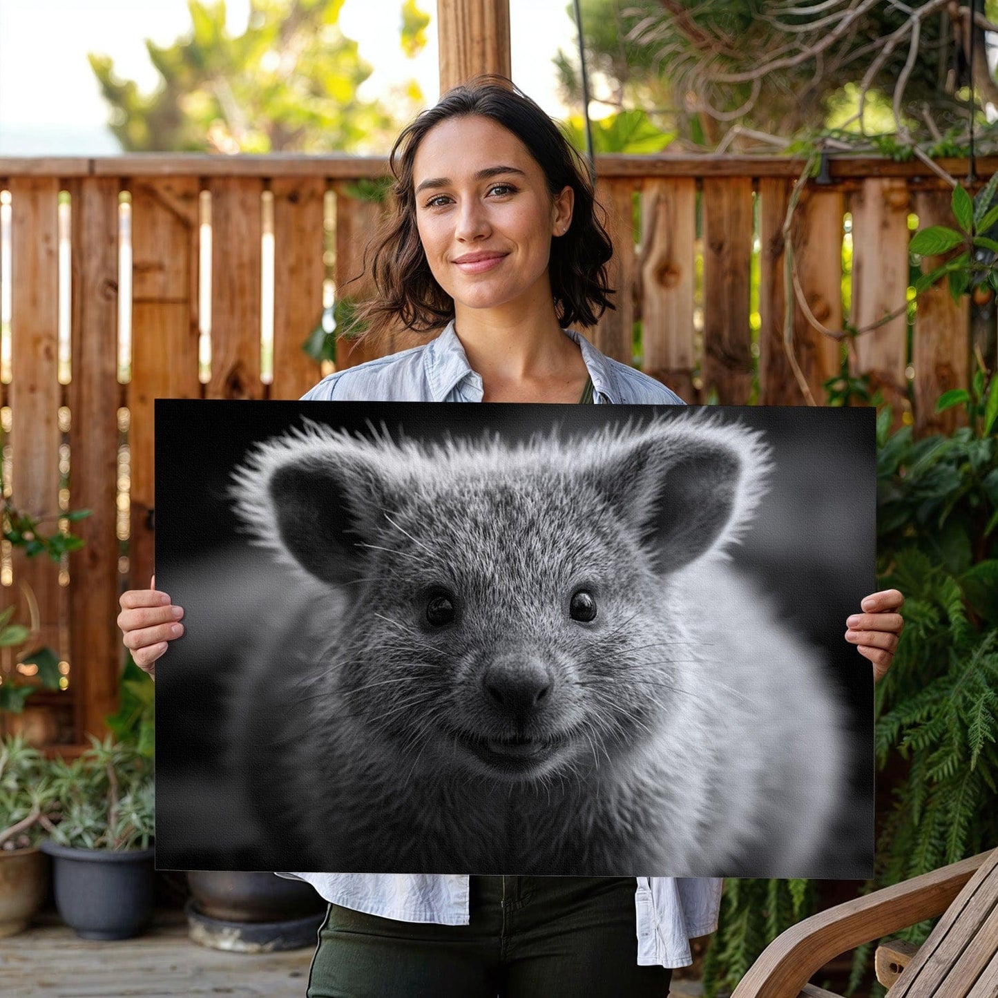 Black And White Quokka Canvas