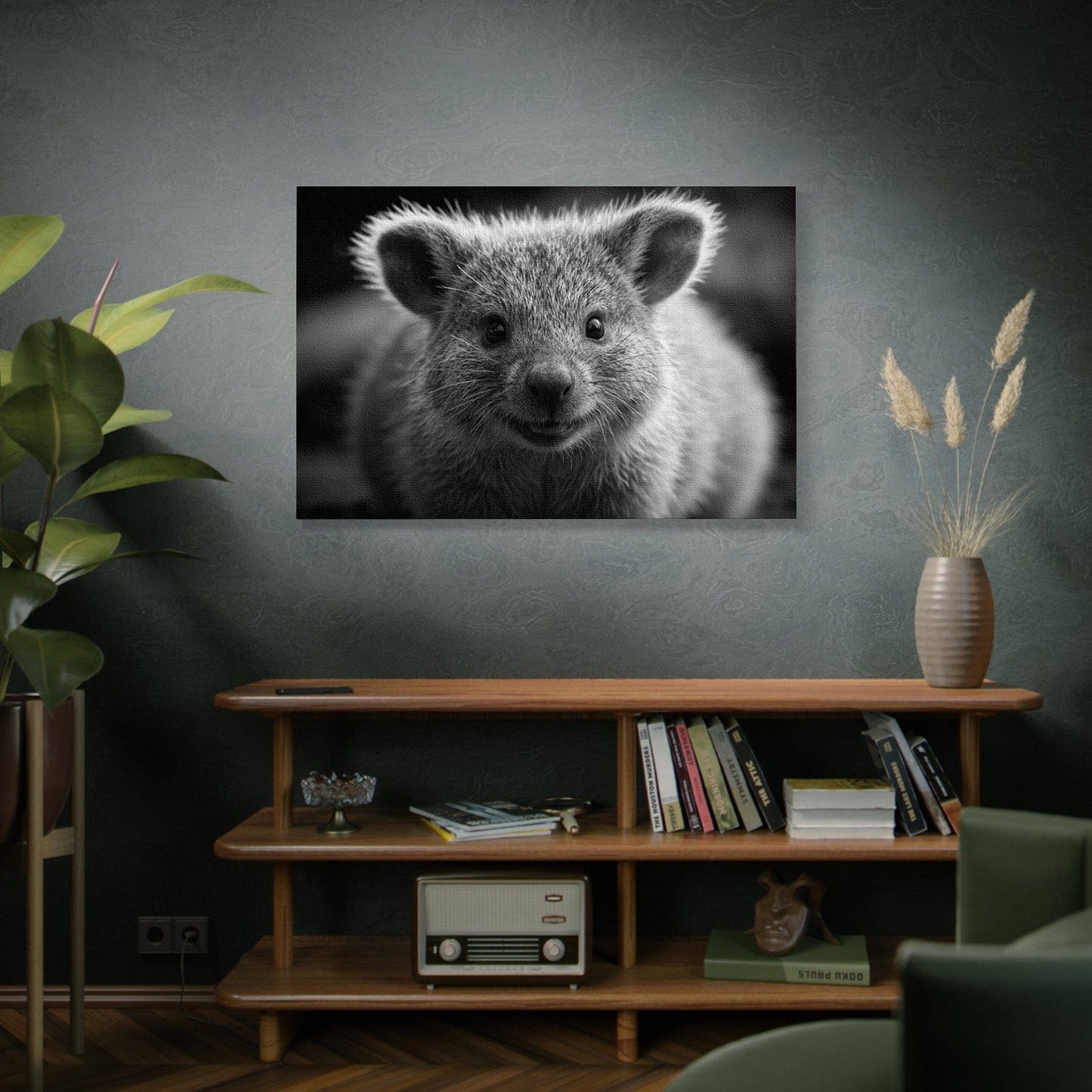 Black And White Quokka Canvas