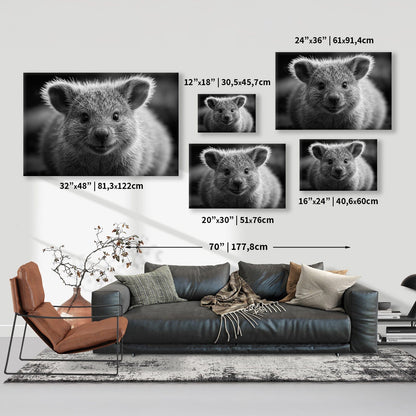 Black And White Quokka Canvas