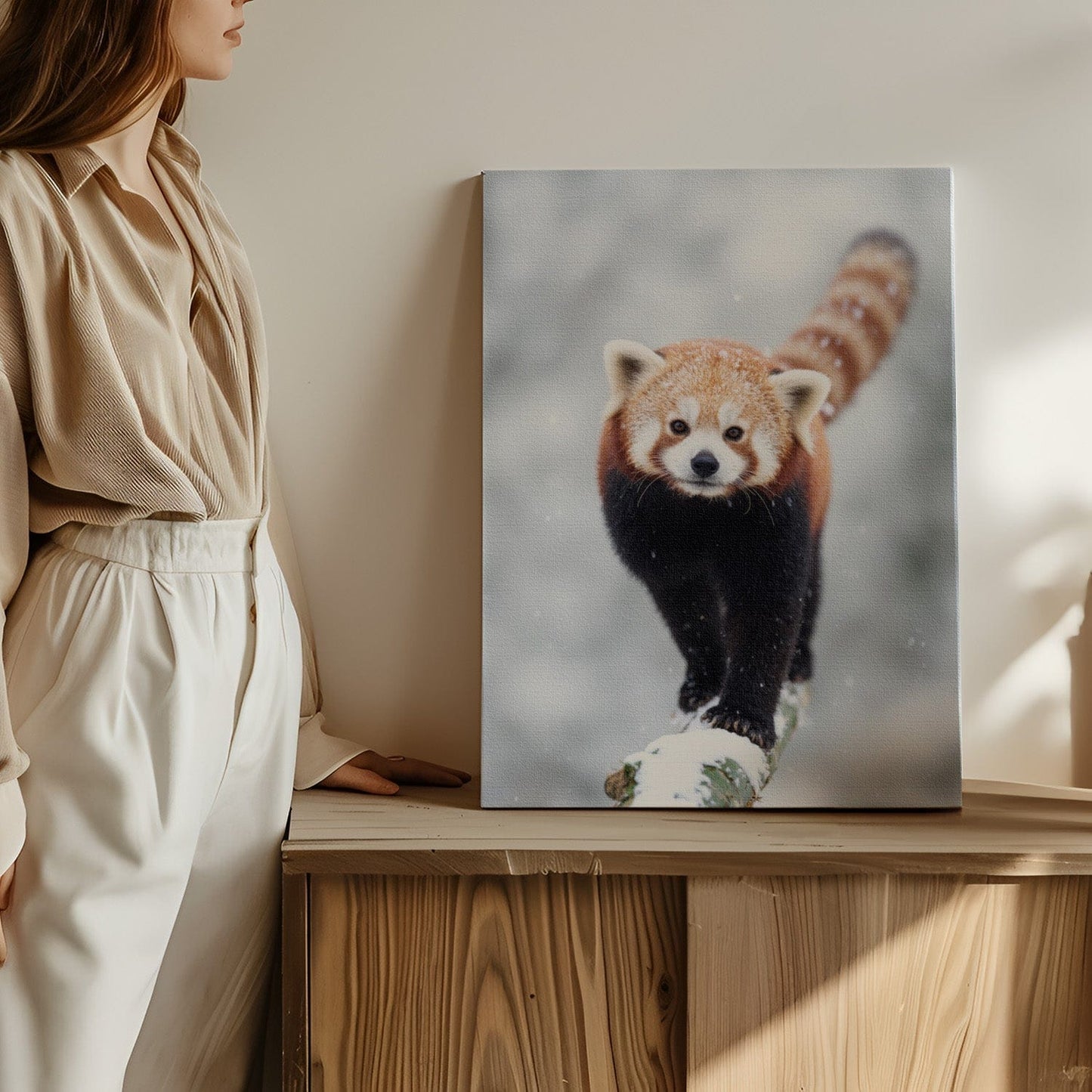 Snowy Red Panda Canvas